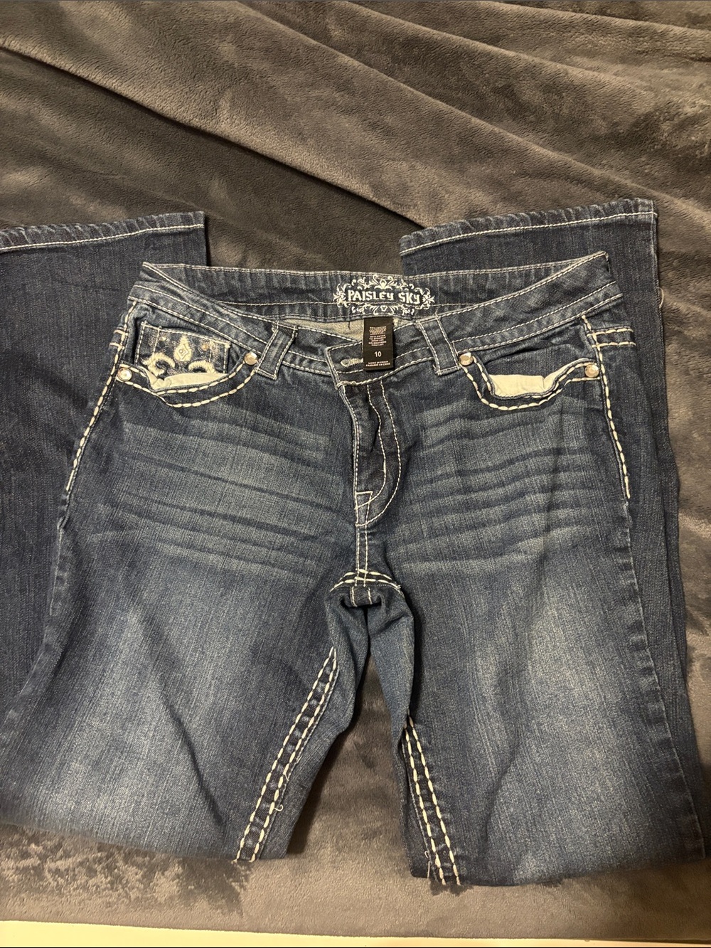 Paisley Sky Women's Indigo Bootcut Jeans with Contrast Stitching